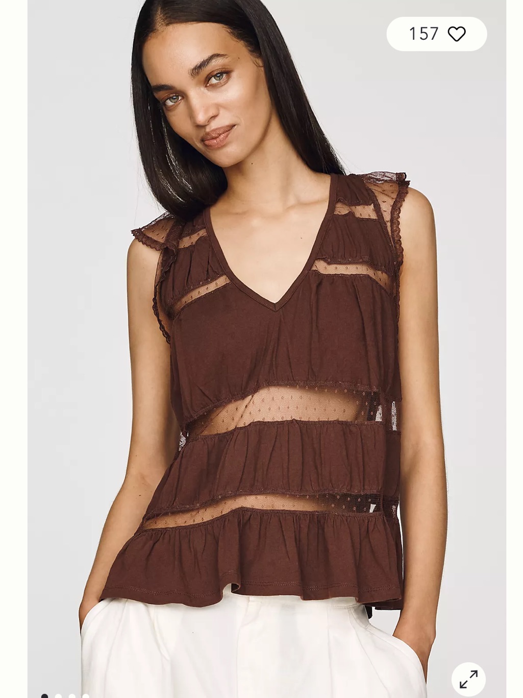 Nwtanthropologie Brown Cotton Spliced Hem Tee
